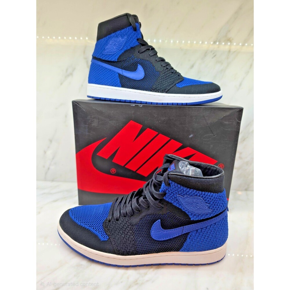 Nike Air Jordan 1 Retro High Flyknit Royal Blue Black 919704 006 Men's 13 OG Box